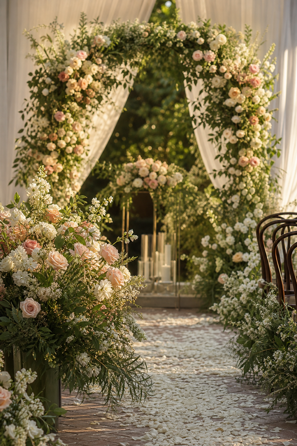 Wedding floral arch and event arrangement