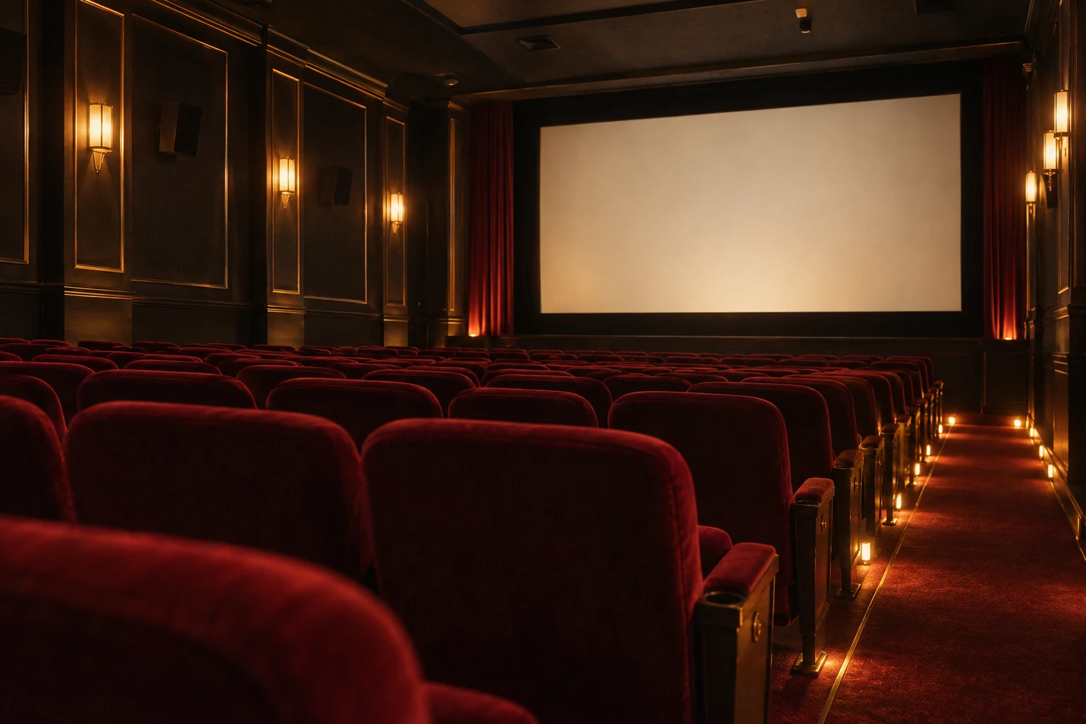 Red velvet seats in an intimate cinema auditorium