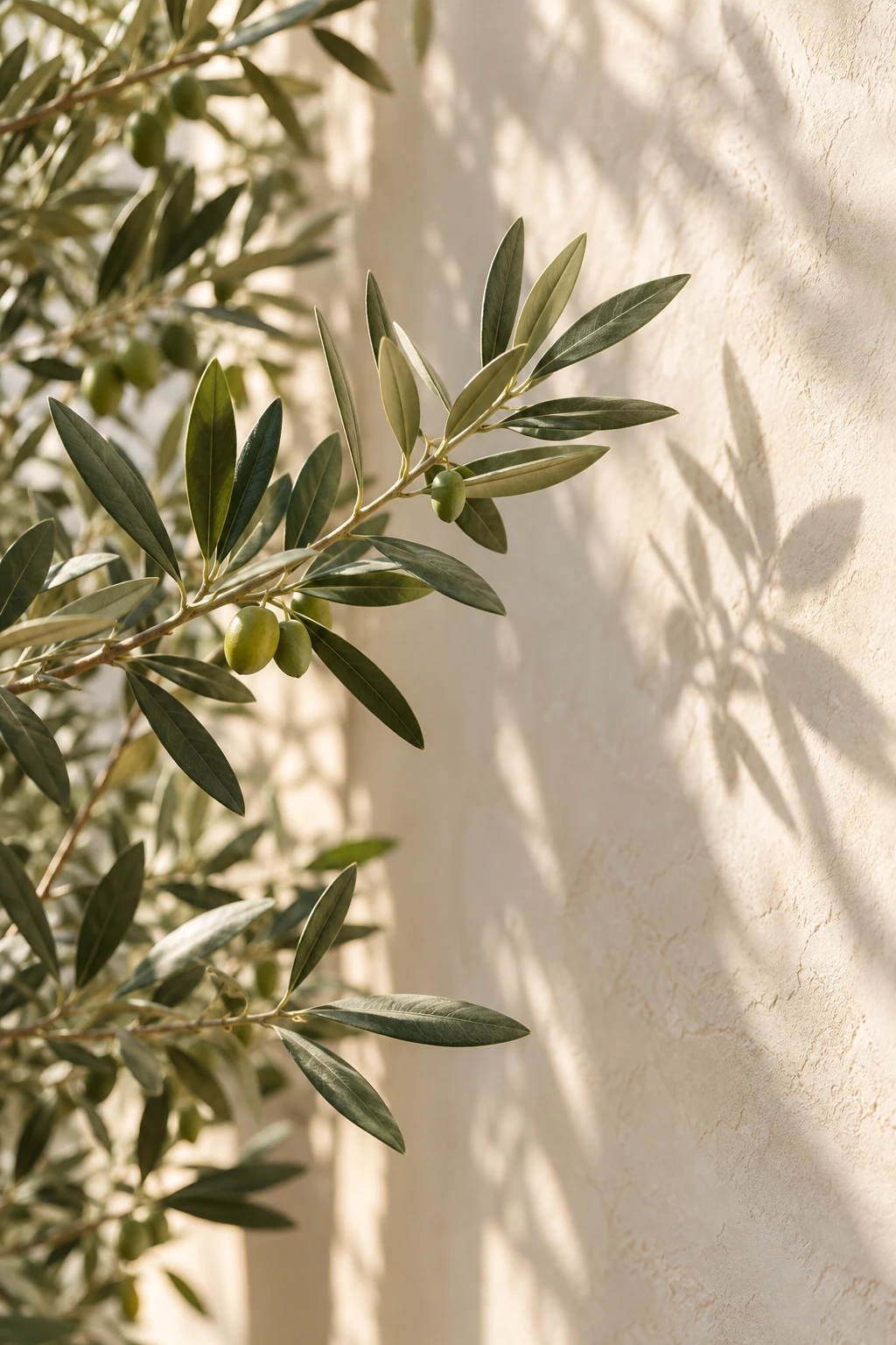 Sunlit olive branches in a welcoming reception